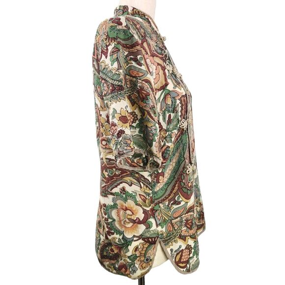 Vintage DELUXE 100% Silk Womens Chinese Style Blouse Brocade Knot Closure Floral - Picture 4 of 13